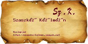 Szaszkó Kálmán névjegykártya