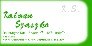 kalman szaszko business card